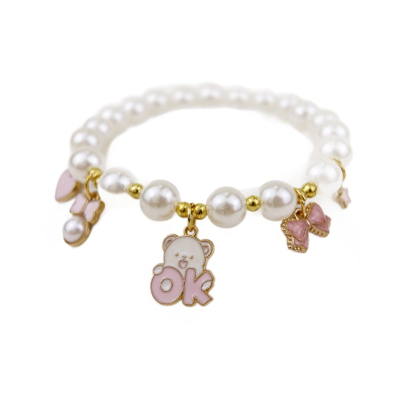 Princess Elastic Pearl Pet Collar – Bear / S 16CM ( Beads 8MM), image 10, amulet necklace