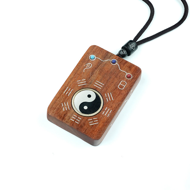 Yin Yang Ebony Silver Inlaid Pendant Necklace, packaging, amulet necklace