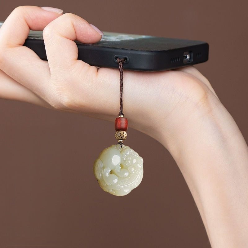 Ancient Style Pixiu Phone Strap & Keychain, detail shot, lucky charm