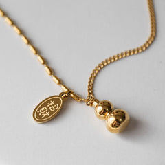 18K Gold Lucky Gourd Wealth Buckle Anklet, image 3