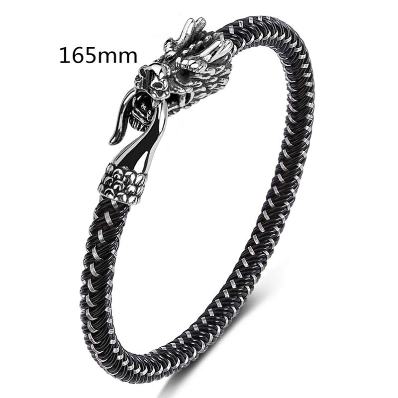 Dragon Protection Bracelet - Woven metal band with dragon clasp, 165mm, Protective