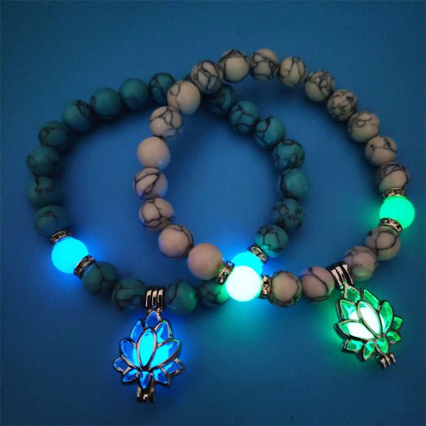 Tibetan Turquoise Glowstone Lotus Bracelet
