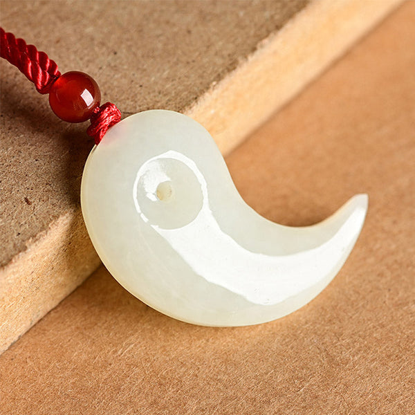 Yin Yang White Jade Cyan Jade Pendant Necklace