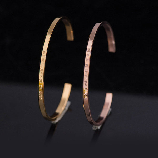 Titanium Steel Om Mani Padme Hum Engraved Bracelet
