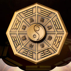 Bagua Fidget Spinner - bronze octagonal medallion with yin-yang and eight trigrams, feng shui stress relief toy