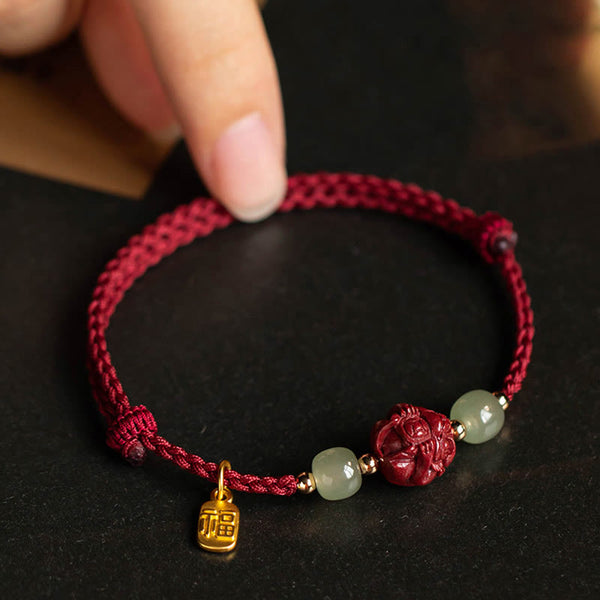 Cinnabar Hetian Jade Chinese Zodiac Bracelet, image 13, healing bracelet
