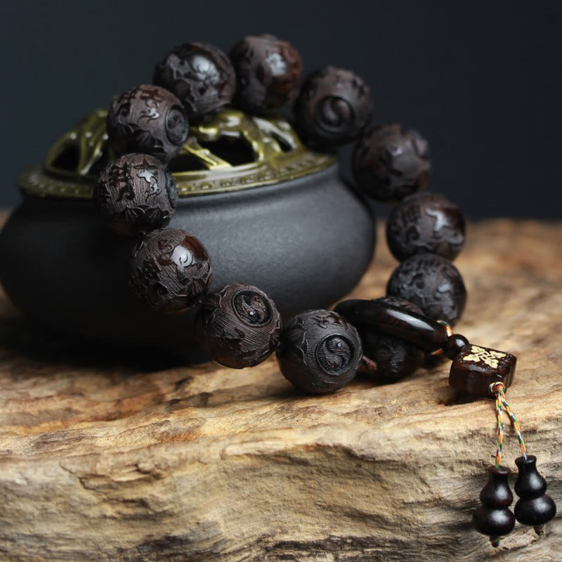 Ebony Wood Yin Yang Gourd Bracelet Secondary image