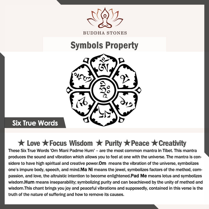 FengShui PiXiu Obsidian Bracelet – Six True Words symbol card Om Mani Padme Hum mantra wisdom