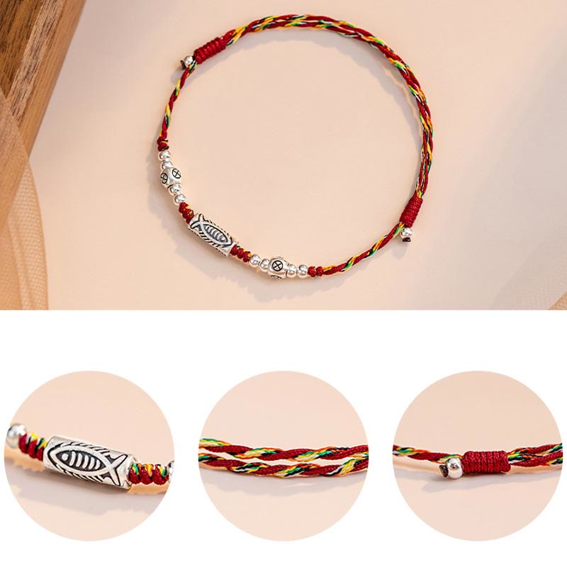 925 Koi Braided Bracelet - size reference showing adjustable braided string length