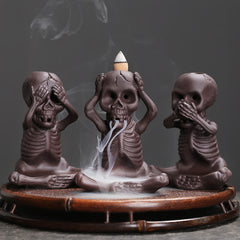 Skull Ghost Purple Clay Backflow Incense Burner | Peace & Healing