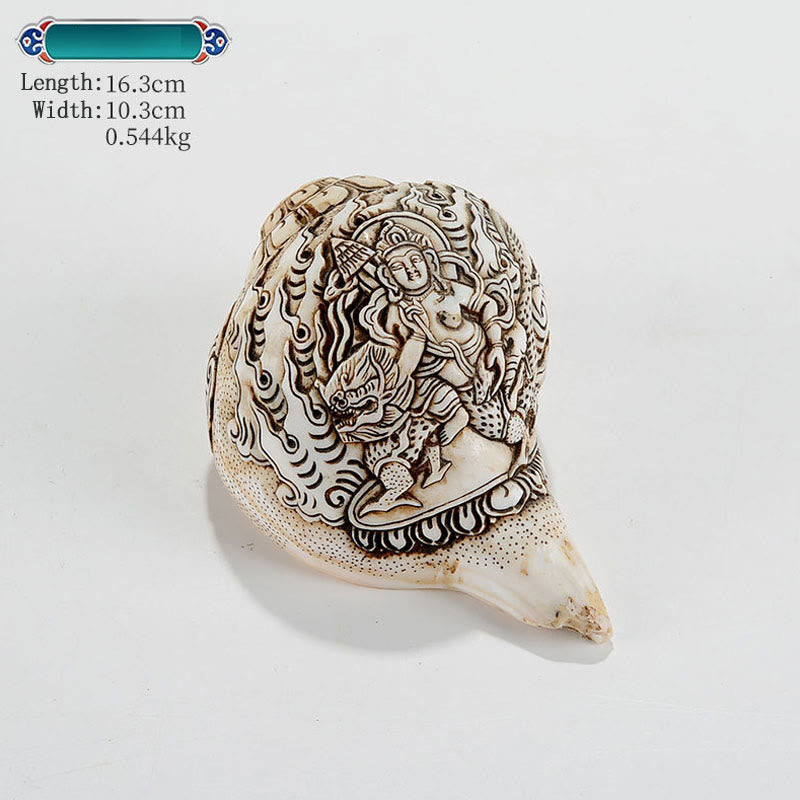 Engraved Shankha Wealth Conch – beside citrine crystal cluster, feng shui wealth corner arrangement