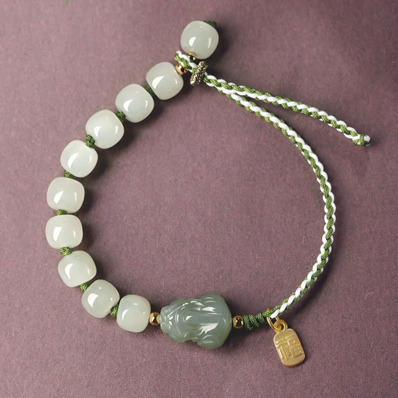 Natural Hetian Jade PiXiu Fu Character Bracelet, image 8, healing bracelet