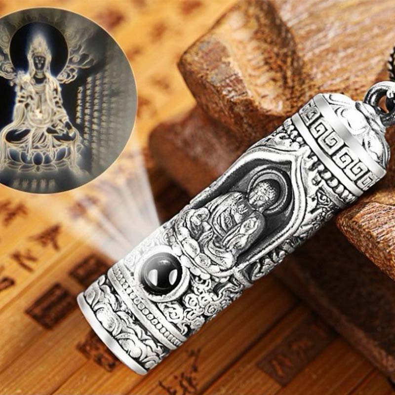 Chinese Zodiac Natal Buddha Projection Necklace – Avalokiteshvara projection inset, nano-engraved Guanyin reveal, compassion