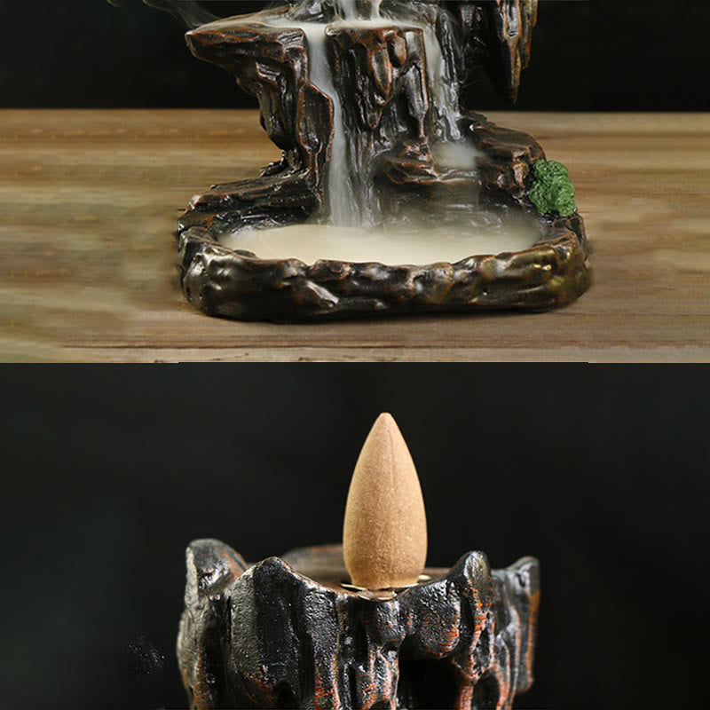 Backflow Incense Burner – composite smoke effect and cone detail, calming