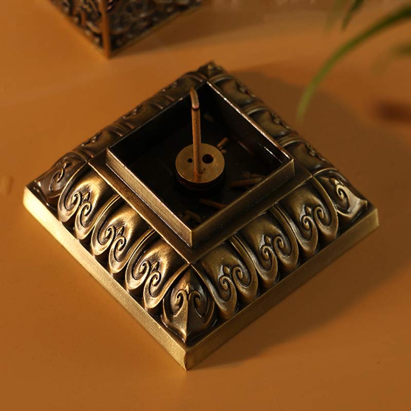 Heart Sutra Incense Burner – overhead view of base with incense, tranquil