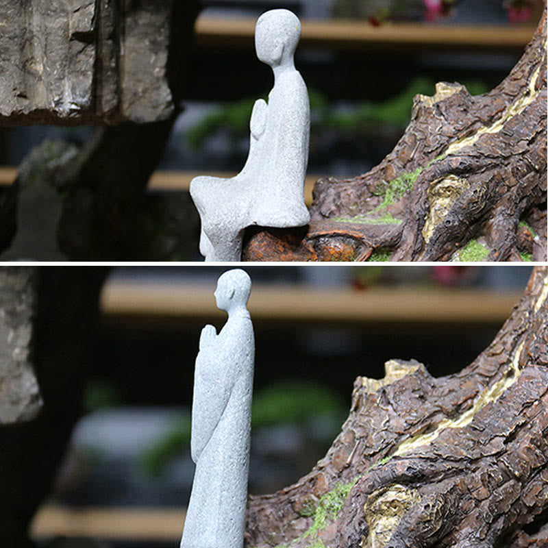 Meditation Buddha Monk Serenity Home Decoration – Tranquil Buddha figure seated in lotus position, zen garden accent