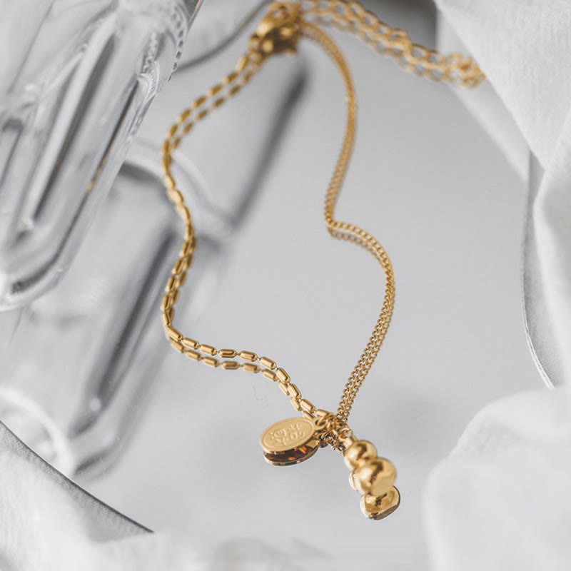 18K Gold Lucky Gourd Wealth Buckle Anklet, image 5