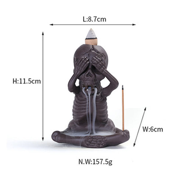 Skull Ghost Purple Clay Backflow Incense Burner