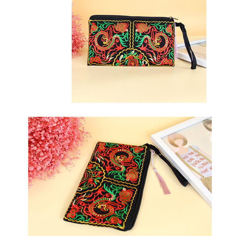 Dragon Butterfly Embroidery Wallet | Transformation & Beauty