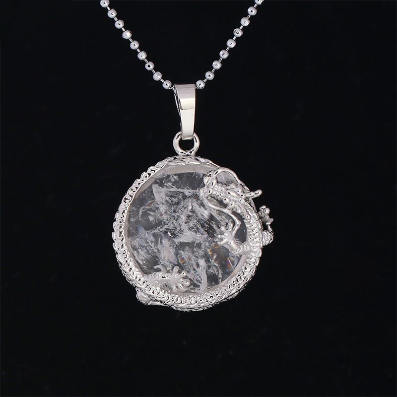 Dragon Multi-Stone Crystal Healing Pendant – Clear crystal dragon with internal inclusions, clarity