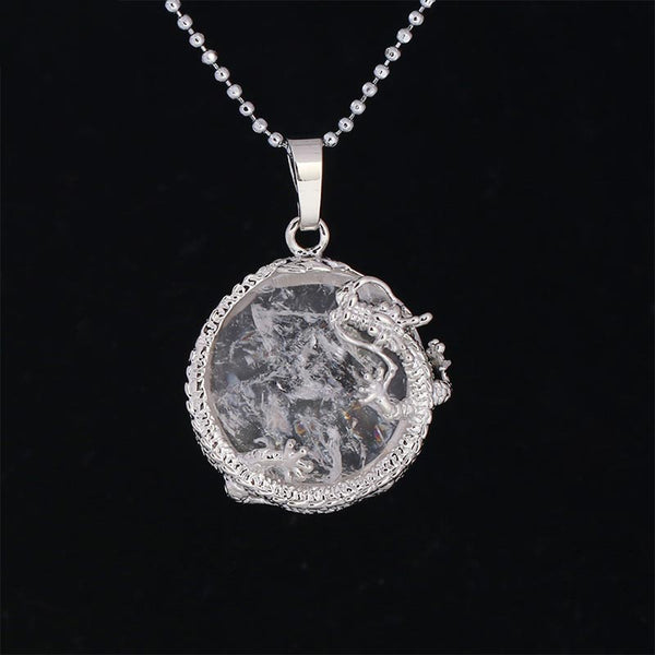 Dragon Multi-Stone Crystal Healing Pendant – Clear crystal dragon with internal inclusions, clarity