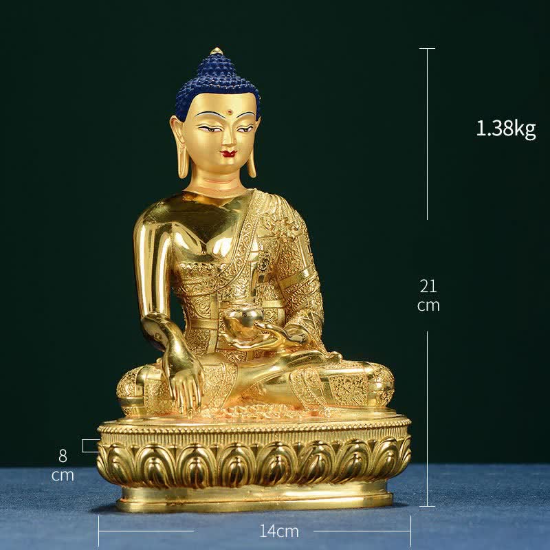 Shakyamuni Enlightenment Copper Statue – lotus pedestal base engraving, double-layer flower throne detail