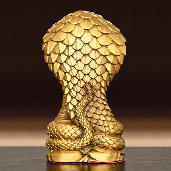 Buddha Shakyamuni Snake Copper Statue Home Offering Decor – snake scales cobra head, reptile casting craft