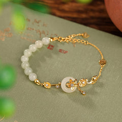 Sterling Silver Hetian Jade Peace Buckle Bracelet