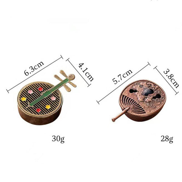 Copper Gourd Fan Pipa Mini Incense Burner Set