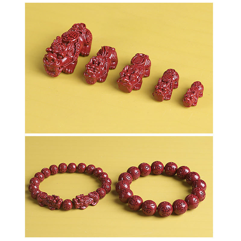 Double PiXiu Cinnabar Bracelet – Various PiXiu sizes and two bracelet styles comparison, size guide