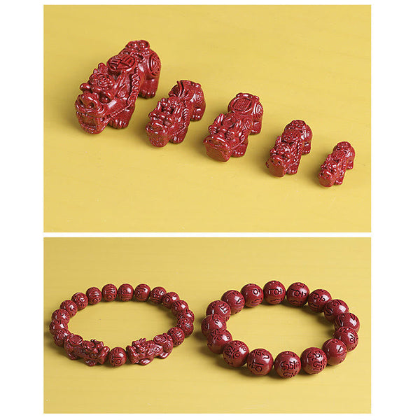 Double PiXiu Cinnabar Bracelet – Various PiXiu sizes and two bracelet styles comparison, size guide