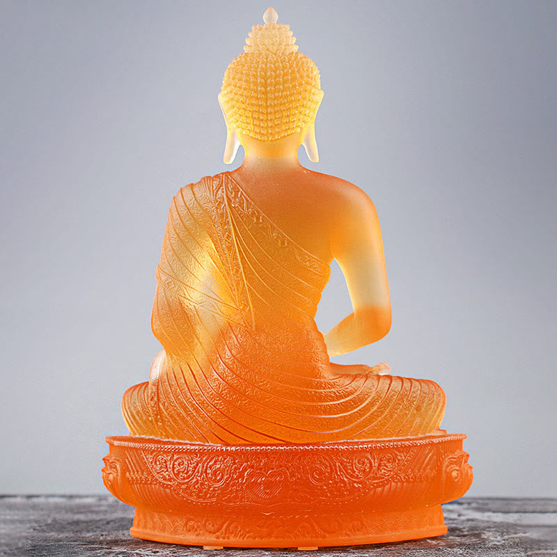 Buddha Liuli Home Decor – handmade glass serene expression, tranquility statue art piece