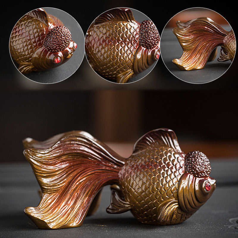 Koi Fish Resin Tea Pet – In gift box packaging, koi fish tea pet present