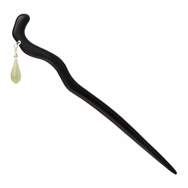 Product shot of Hetian Jade & 925 Silver Ebony Hairpin on white background