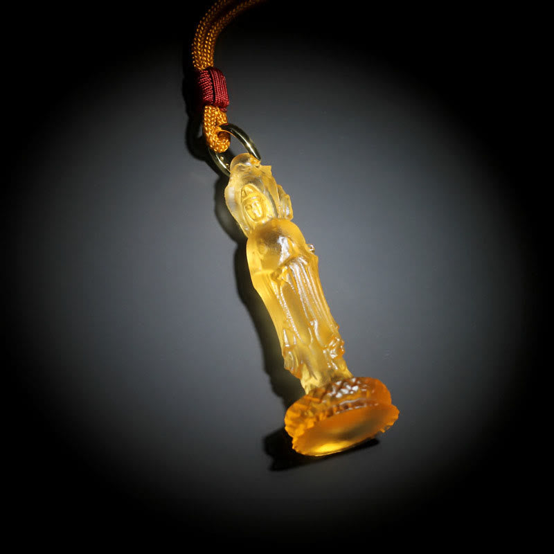 Avalokitesvara Buddha Liuli Harmony Necklace – Hand cast liuli detail, spiritual balance necklace