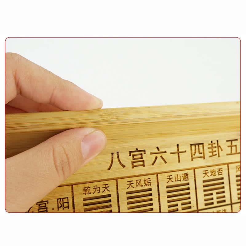 Feng Shui Bamboo Bagua Map – 8-palace hexagram flat-lay, bamboo divination, feng shui