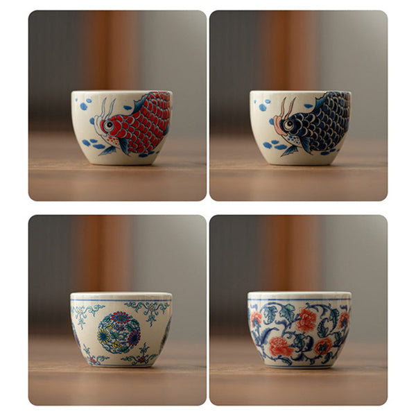Koi Arowana Peony Cup – packaging and gift box presentation, ceramic teacup