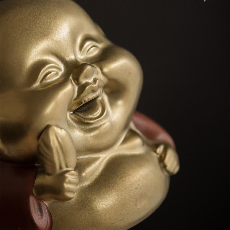 Little Buddha Aroma Burner – cheerful ceramic figurine, healing incense cone holder design