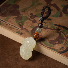 Jade Pi Xiu Keychain for Wealth and Car Protection – Left, front view, lucky charm