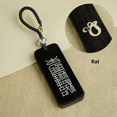 Ebony Big Dipper zodiac keychain with silver inlay Snake symbol and celestial script