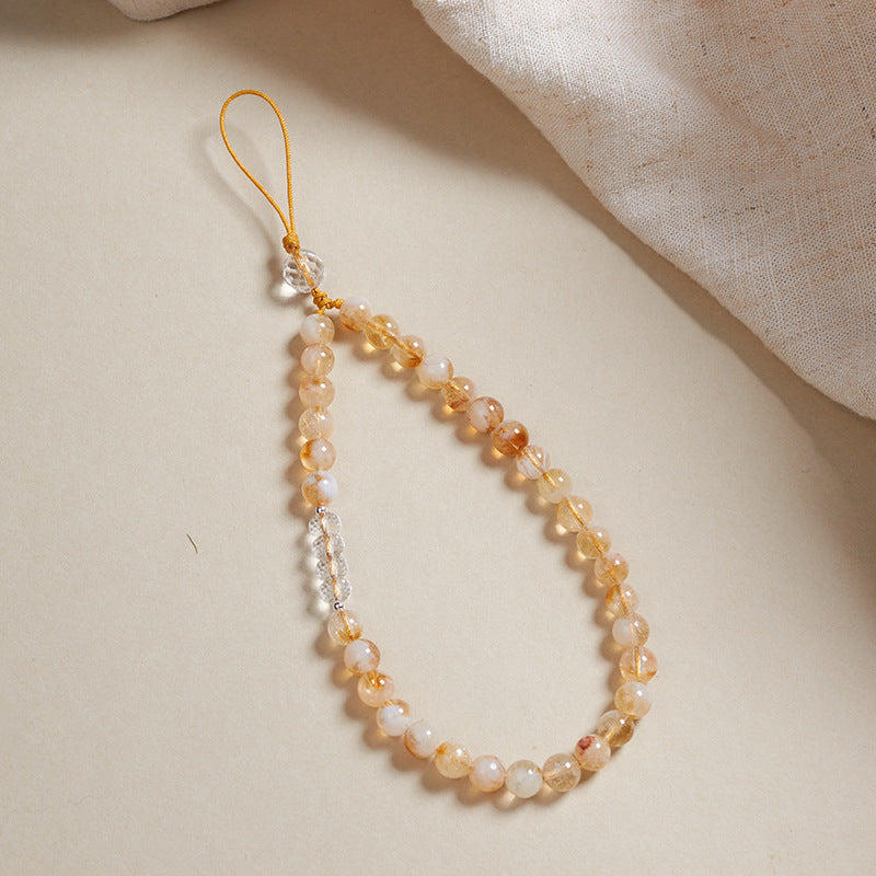 Yellow Quartz Citrine Phone Charm & Wristband, detail shot