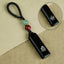 Ebony Eight Guardians talisman keychain with silver inlay for Goat and Monkey zodiac Buddhist protection
