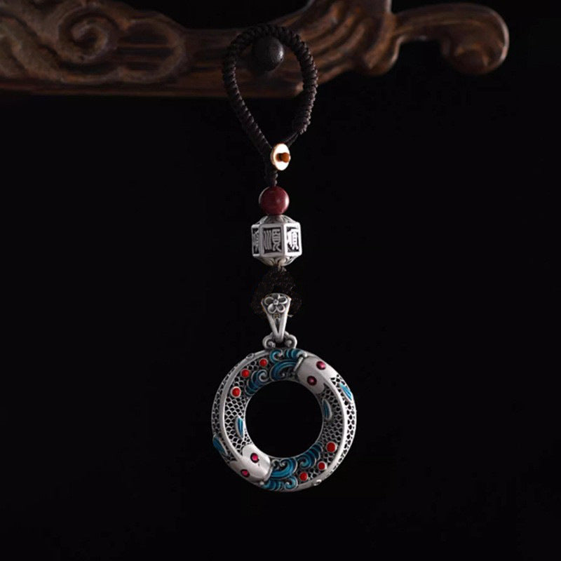 Artisan Enamel Koi Keychain, detail shot, lucky charm