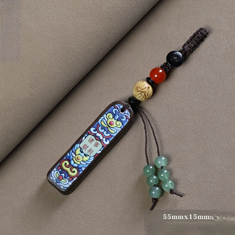 Painted Sandalwood 'Lucky Pig' Keychain – Agarwood, image 1, lucky charm