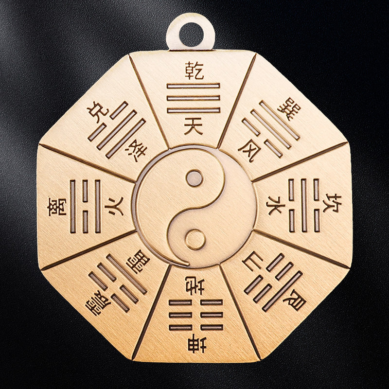 Taiji Bagua Brass Amulet Keychain, image 12, lucky charm