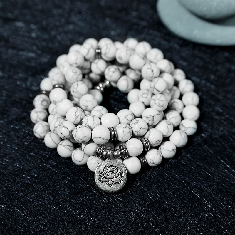 Bracelet Mala Lotus Turquoise Blanche Image principale du produit