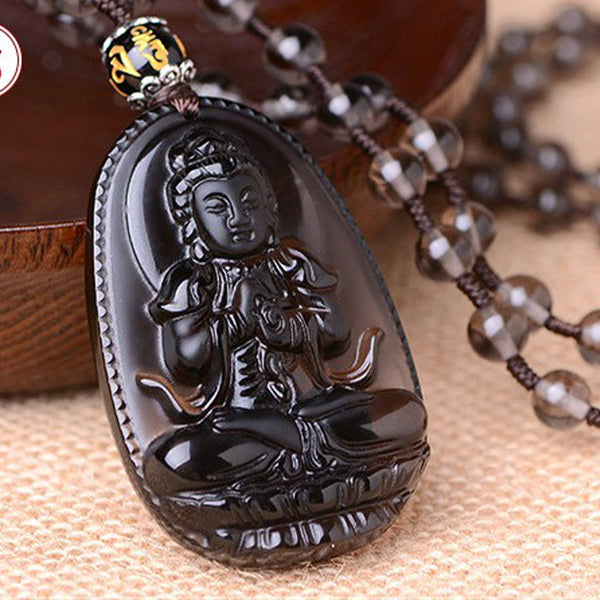 Chinese Zodiac Obsidian Protection Necklace Unisex Spiritual – black obsidian zodiac cord, shielding amulet