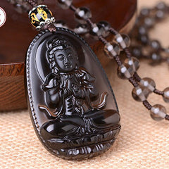 Chinese Zodiac Obsidian Protection Necklace Unisex Spiritual – black obsidian zodiac cord, shielding amulet