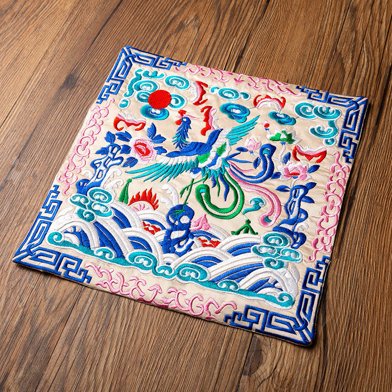 Phoenix Dragon Kirin Embroidery Tea Cup Mat | Beauty & Protection
