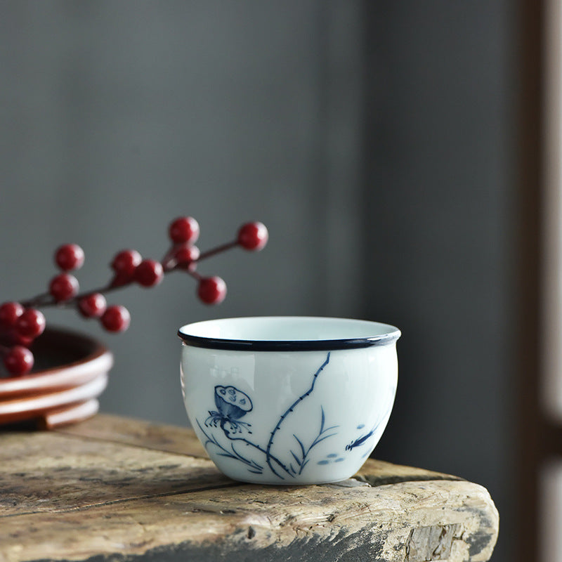 Koi Landscape Teacup – Mountain and tree landscape detail on ceramic surface